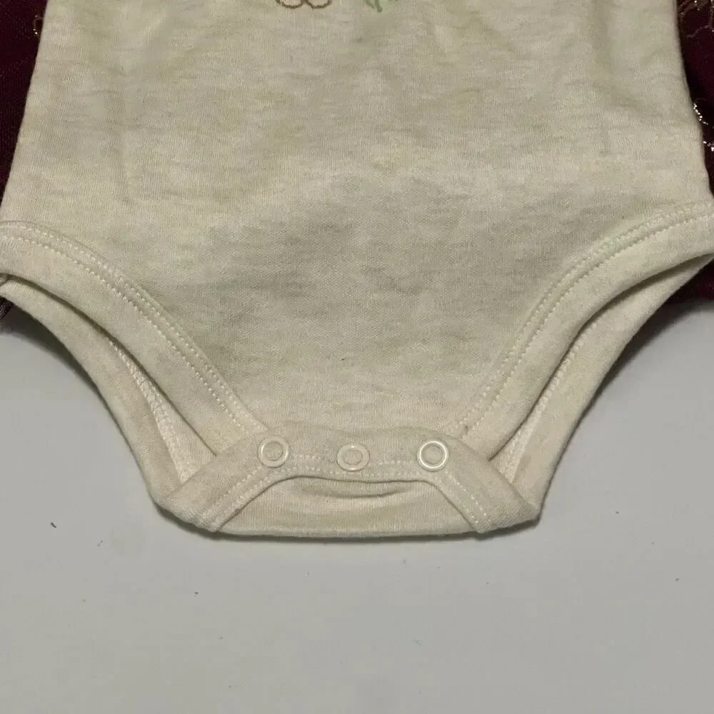 Baby Starter Cream and Maroon 2 piece skirt set | Size 6 Month